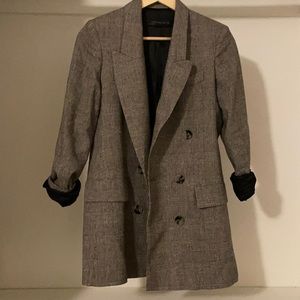 Zara Checked Double Breasted Jacket Blazer